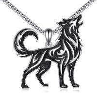 wholesale 925 Sterling Silver Wolf Pendant Necklace Animal s for Men Women-Wolf