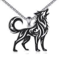 wholesale 925 Sterling Silver Wolf Pendant Necklace Animal s for Men Women-Wolf