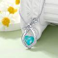 wholesale 925 Sterling Silver Heart-Shaped Turquoise and Cubic Zirconia Dragonfly Necklace-0-2