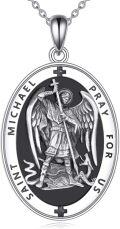 wholesale 925 Sterling Silver Saint Michael Angel Pendant Necklace for Women Men Prayer Gifts Jewelry 43mm x 68mm-0-0