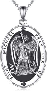 wholesale 925 Sterling Silver Saint Michael Angel Pendant Necklace for Women Men Prayer Gifts Jewelry 43mm x 68mm-St Michael-B