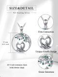 wholesale 925 Sterling Silver Tree of Life Giraffes Heart Shape Pendant Necklaces with Green Stones s for Girls/Women/Mom/Sister-0-5
