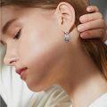 wholesale 925 Sterling Silver Wolf Head Crystal Heart Huggie Hoop Earrings for Women Girls -0-5