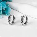 wholesale 925 Sterling Silver Dragon Head Design Huggie Earrings with Black Enamel Finish and Celtic Knot Pattern-0-4