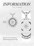wholesale 925 Sterling Silver Norse Vegvisir Compass & Tree of Life Pendant Necklace  with Wolf Head and Mjolnir Charm-0-1