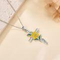 wholesale 925 Sterling Silver Yellow Daffodil Floral Cross Pendant Necklace for Women-0-2