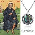 wholesale 925 Sterling Silver Saint Peregrine Pendant with Abalone Shell Inlay and Cross Design - Religious  for Men & Women-0-6