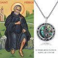 wholesale 925 Sterling Silver Saint Peregrine Pendant with Abalone Shell Inlay and Cross Design - Religious  for Men & Women-0-6