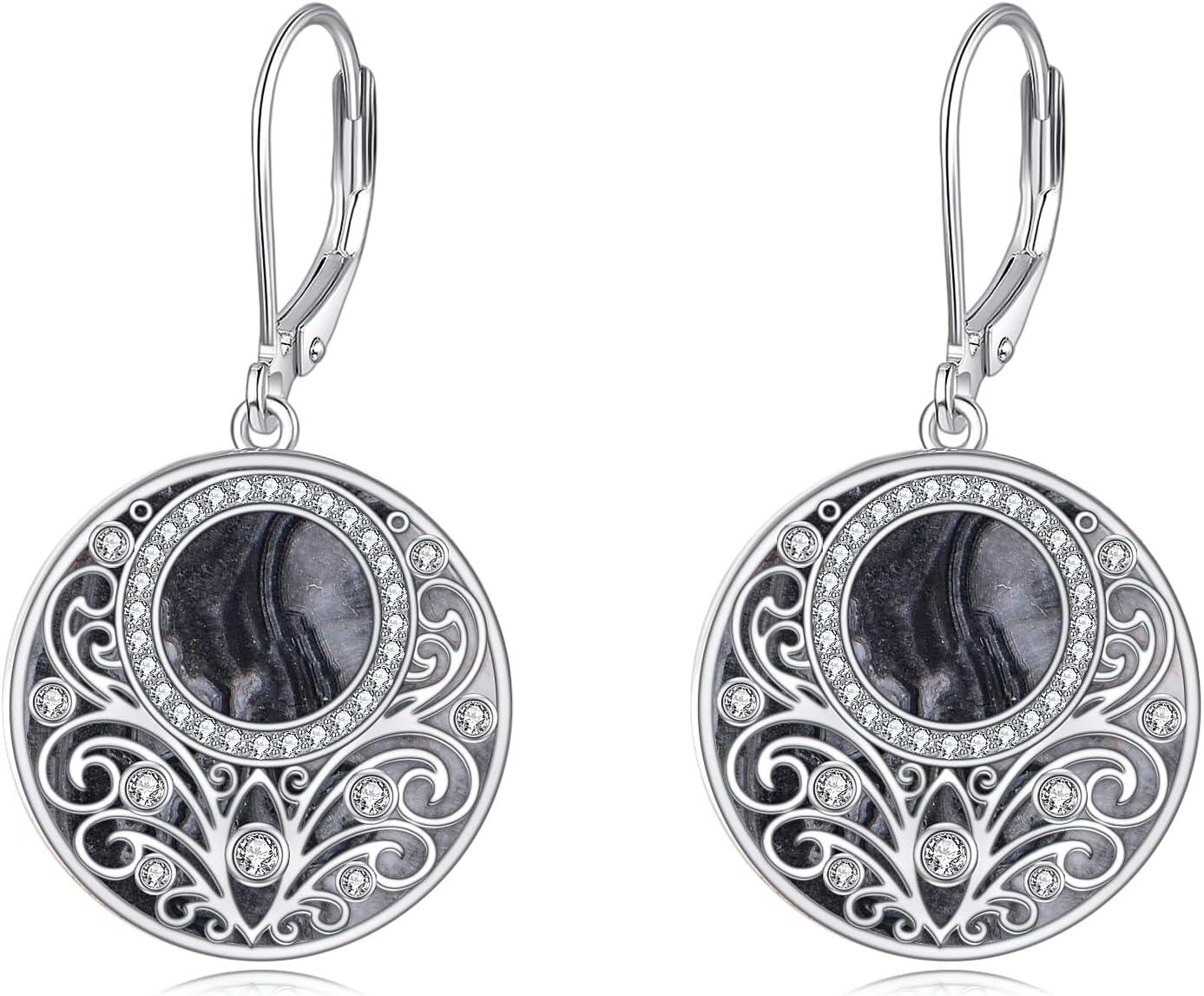 Sterling Silver Celtic Teardrop Filigree Earrings Jewelry Gifts for Women-Wave Stone Filigree Earrings