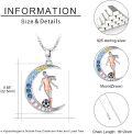 wholesale 925 Sterling Silver Moon Soccer Player Pendant Necklace for Women Girls Sport Gift-0-2