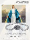 wholesale 925 Sterling Silver Virgin Mary Medal Charm Bracelet for Men with Extender Chain - Religious -0-5