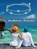 wholesale  Sterling Silver Heart Birthstone Anklet Bracelets for Women -0-5