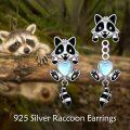 wholesale 925 Sterling Silver Raccoon Moonstone Stud Earrings for Women Cute Animal s-0-2