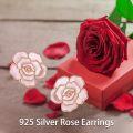 wholesale 925 Sterling Silver Gold-Plated Pink Rose Flower Stud Earrings - Cherry Blossom Hypoallergenic Nickel-Free s for Women Girls-0-3