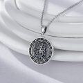 wholesale 925 Sterling Silver Medusa Head Round Pendant Necklace for Women Men Gothic Style Black Enamel Chain Islamic Muslim Religious s 45cm Length-0-3