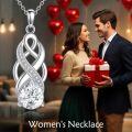 wholesale 925 Sterling Silver Infinity Knot Pear Cut Cubic Zirconia Celtic Pendant Necklace-0-5