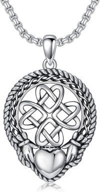 wholesale 925 Sterling Silver Celtic Knot Heart Pendant Necklaces for Men & Women-Claddagh II