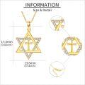 wholesale 14k Gold Star of David Cross CZ Pendant Necklace 14K Gold  Chain for Women Mom Lovers-0-3