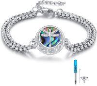 wholesale Sterling Silver Ashes Memorial Bracelet for Women Butterfly Dragonfly Urn Keepsake Locket-silver dragonfly
