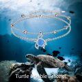 wholesale 925 Sterling Silver Blue Fire Opal Turtle Charm Anklet for Women-0-5