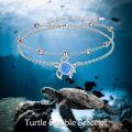 wholesale 925 Sterling Silver Blue Fire Opal Turtle Charm Anklet for Women-0-5