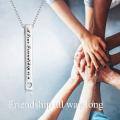 wholesale 925 Sterling Silver Vertical Bar Pendant Necklace Engraved True Friendship Heart Cutout For Women-0-4