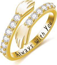 wholesale 925 Sterling Silver Zircon Hug Ring Adjustable Couple Friendship Gift-E