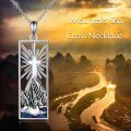 wholesale 925 Sterling Silver Cross & Stone Mountain Pendant Necklace for Women Skiing Gifts-0-1