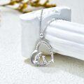 wholesale 925 Sterling Silver 925 Cat Heart CZ Pendant Necklace w/Engraving Forever In My Heart & Love You Giftboxed-0-2