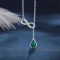 wholesale 925 Sterling Silver Malachite Drop Pendant Infinity Necklace 45cm Chain-0-2