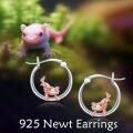 wholesale 925 Sterling Silver Rose Gold Plated Axolotl Charm Hoop Earrings for Women Girls -0-4
