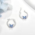 wholesale 925 Sterling Silver Blue Butterfly Huggie Hoop Earrings for Women Girls Gift Idea-0-3