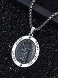 wholesale 925 Sterling Silver  Oval Saint Jude Pendant Necklaces for Men & Women-0-2