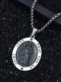 wholesale 925 Sterling Silver  Oval Saint Jude Pendant Necklaces for Men & Women-0-2