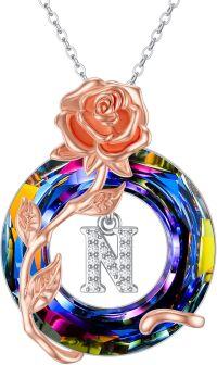 wholesale Sterling Silver Volcano Crystal A Z Letter Pendant Necklace for Women-N