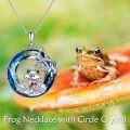 wholesale 925 Sterling Silver Blue Crystal Frog Pendant Necklace for Women-0-1