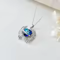 TOUPOP 925 Sterling Silver Crystal Heart Angel Wings Necklace Gift-0-2