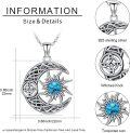 wholesale 925 Sterling Silver Turquoise Triple Sun and Moon Celtic Knot Necklace for Women-0-3