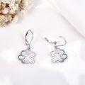 wholesale 925 Sterling Silver Abalone Shell Inlay Paw Print Leverback Earring for Women Girls Animal Lover Gift-0-14