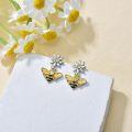 wholesale 925 Sterling Silver Daisy & Honeybee Dangle Earrings Fashion Drop s for Women-0-3