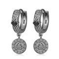 wholesale 925 Sterling Silver Viking Valknut Huggie Earrings with Wolf Claw Celtic Knot and Rune Design-0-0