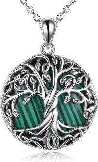wholesale  Sterling Silver Tree of Life Necklace with Dainty Pendant Irish Jewelry Gift for Women -Malachite Tree Pendant