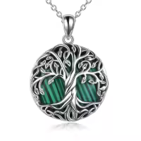 wholesale 925 Sterling Silver Abalone Shell Tree of Life Pendant Necklace - Irish s for Women-Malachite Tree Pendant