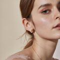 wholesale Rose Gold 925 Sterling Silver Opal Hoop Earrings - Hypoallergenic Minimalist  for Her-0-4