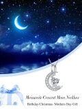 wholesale 925 Sterling Silver White Gold & Sterling Silver 1ct Heart Moissanite Diamond Moon Necklace for Women-0-1