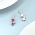 wholesale 925 Sterling Silver Red White Blue Trio Star Dangle Earrings – Patriotic American Flag Jewelry for Women-0-3