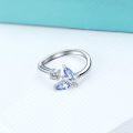 wholesale 925 Sterling Silver Crystal Adjustable Eternal Love Ring, Butterfly Necklace Set, Elegant Gift for Women-0-1