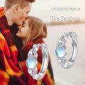 wholesale 925 Sterling Silver Round Blue Moonstone Huggie Hoop Earrings-0-4