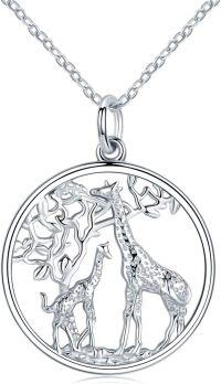 wholesale 925 Sterling Silver Giraffe & Tree of Life Pendant Necklace for Women-A-Silver