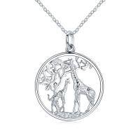 wholesale 925 Sterling Silver Lovers Giraffe Couple Pendant Necklace Wholesale Gift-A-Silver